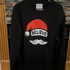 Old Navy Black 'Believe' Santa Sweatshirt